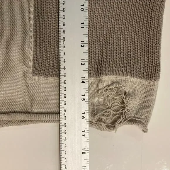 NWOT DARKER WAVS Sweater M Grey Colorblock Patchwork Distressed Oversized Crop